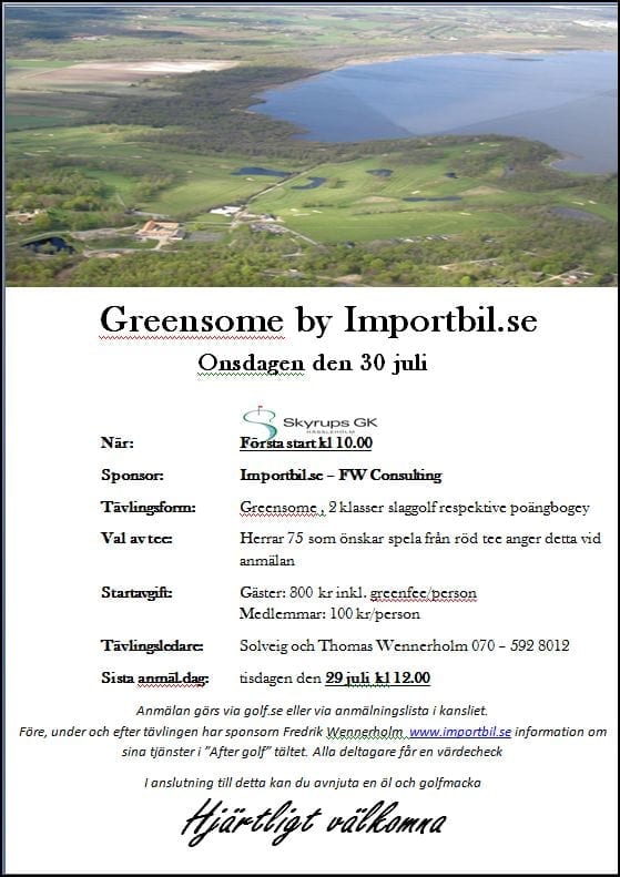 Greensome tävling på Skyrups golfbana Greensome20140728