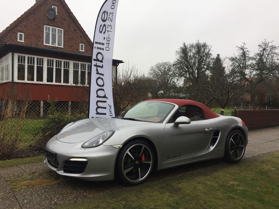 Importerad Porsche Boxster S GT-silver med rött skinn