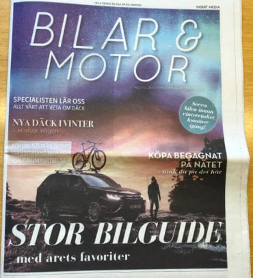 Artikel/annons om oss i Bilar & Motor, bilguide